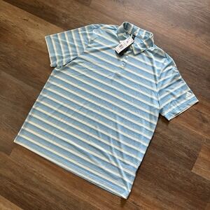 NWT‎ Adidas 2 Color Stripe Golf Polo Semi Blue Burst Golf Business Men's XL